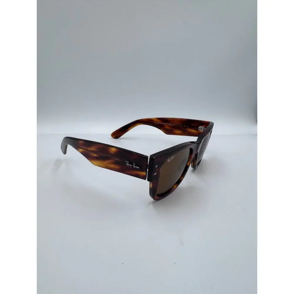 Ray-Ban RB0840S Mega Wayfarer Striped Havana Frame Brown Lens 51mm New